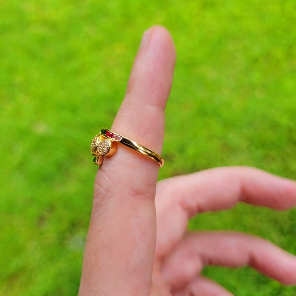 God's Promise Rainbow Diamond Gold Ring Size 6 - Picture 8 of 13